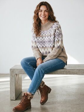 NWT- Lucky Brand Nordic - Fair Isle mock neck sweater. Size XL/TG